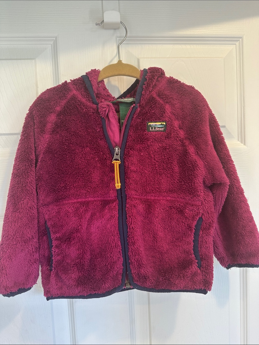 L.L. Bean Kids Plush Hooded Fleece Jacket - Raspberry